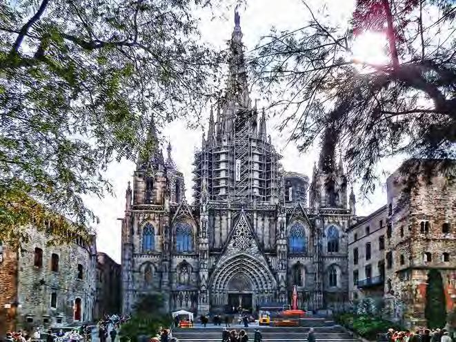 de Ramblas met de bekende levende standbeelden