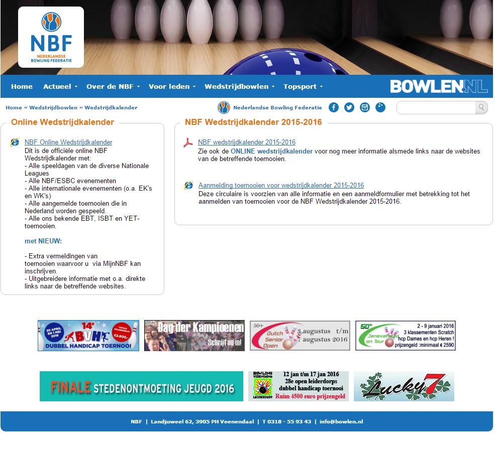 NBF website 14 15 Online wedstrijdkalender Online