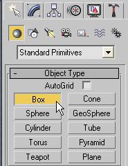 Klik op Create - Geometry - Standard Primitives - Box.