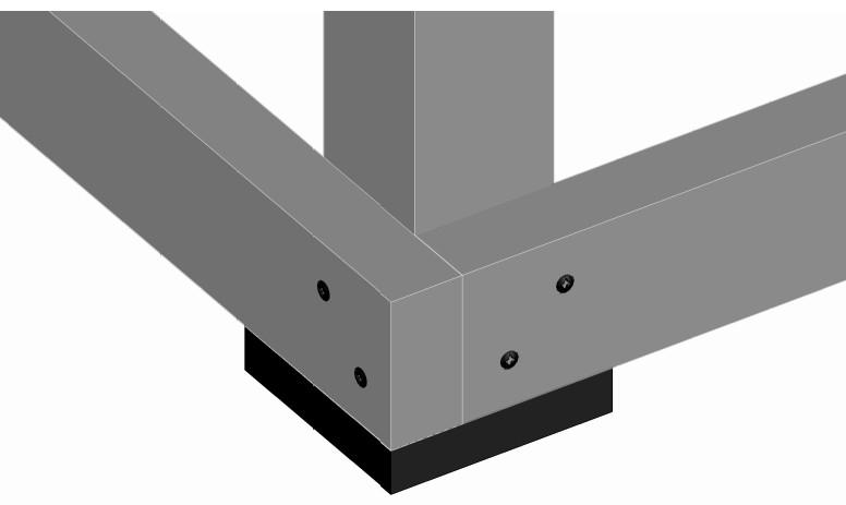 3. Houd de bovenzijde van de onderste balk gelijk met de streepjes op de palen en zet het hekje op elke hoek vast met een schroef van 6x100. 4.