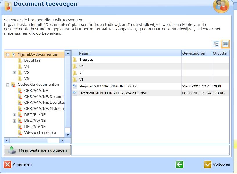 bestanden uploaden] of uit de