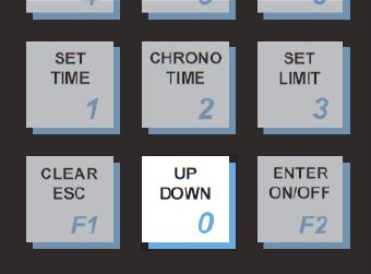 4.3 CHRONO RICHTING Met de toets (Count up/down) kan u kiezen of de chrono op- of aftelt (UP of DO). 4.4 DE CHRONO LIMIT Om de chrono limit in te stellen, drukt u op.