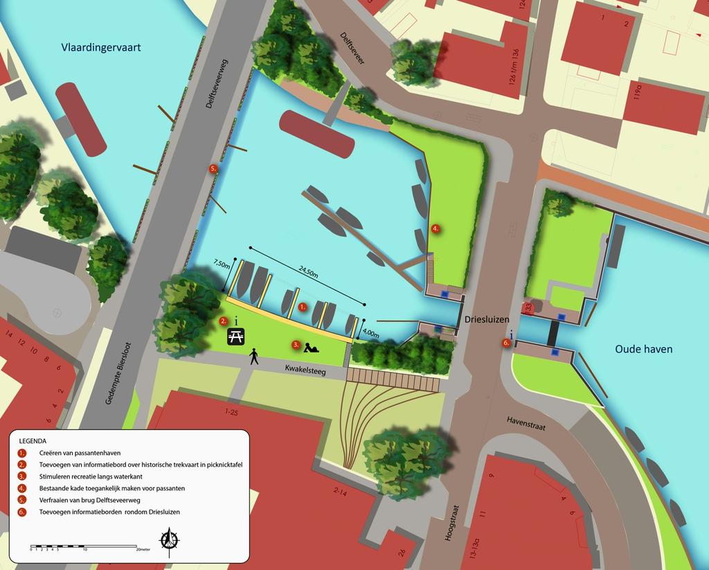 3. Ontwerp Het ontwerp van de passantenhaven bij de Driesluizen is opgezet met als doel om vaarrecreanten welkom te heten in Vlaardingen.