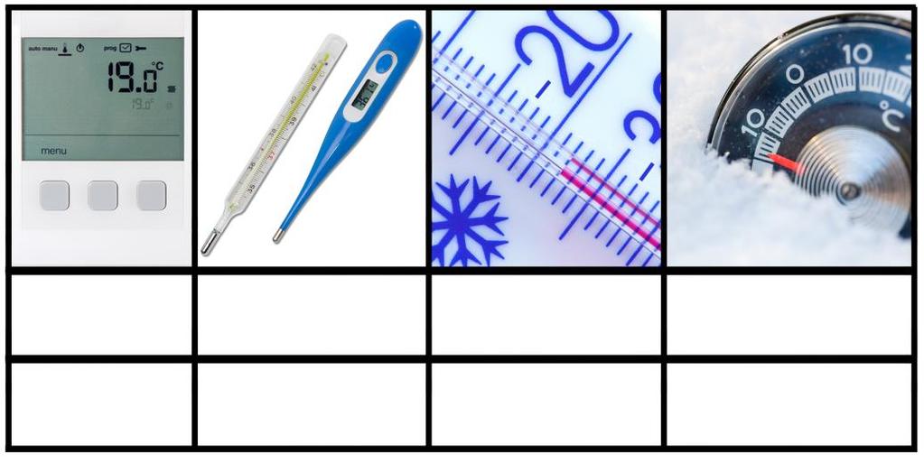 OPDRACHT 5 a. Welke thermometer gebruik je om te meten? Schrijf de juiste letter bij de juiste thermometer.