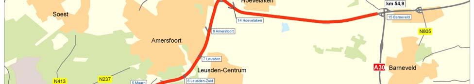 A1 aansluiting Bunschoten-knooppunt Hoevelaken 2x2 2x4 38,1 44,5 6,4 ged.