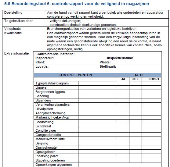 controlelijsten Welke Lijst(en) voor (tussentijdse) controles van magazijnstellingen