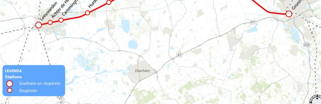 spoor en aan de stations. Om deze aanpassingen aan het spoorwegtraject tussen Groningen en Leeuwarden te kunnen realiseren, dient de procedure van de Tracéwet te worden doorlopen.