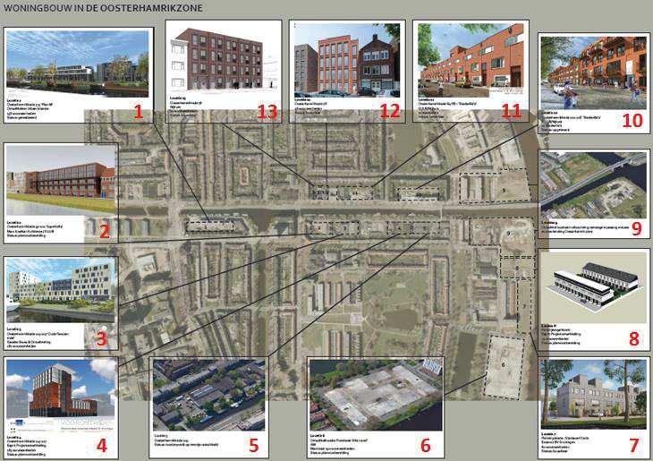 1. Wonen In de Oosterhamrikzone maakt de oude bedrijvigheid stap voor stap plaats voor een gemengde woonbuurt.