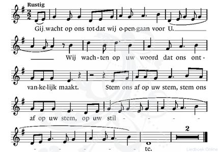lied 328 Gij wacht op ons in de stilte tekst, H.Oosterhuis mel, B.Huijbers! 2x zingen.