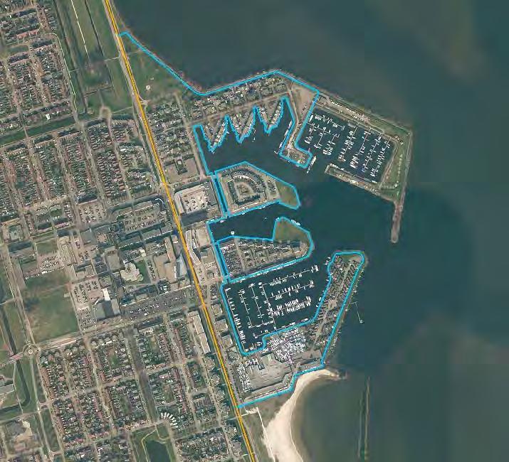 Hoofdstuk 8 Haven Zeewolde (19) Figuur 8.1 In blauw begrenzing buitendijks gebied Haven Zeewolde Haven Zeewolde is gelegen aan het Wolderwijd en maakt onderdeel uit van de gemeente Zeewolde.