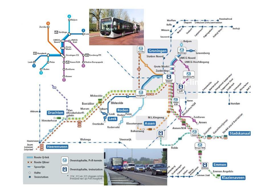 De grote vervoersstromen worden bediend door hoogwaardig openbaar vervoer: de nationale treinverbinding richting Zwolle en Groningen (NS) en de regionale