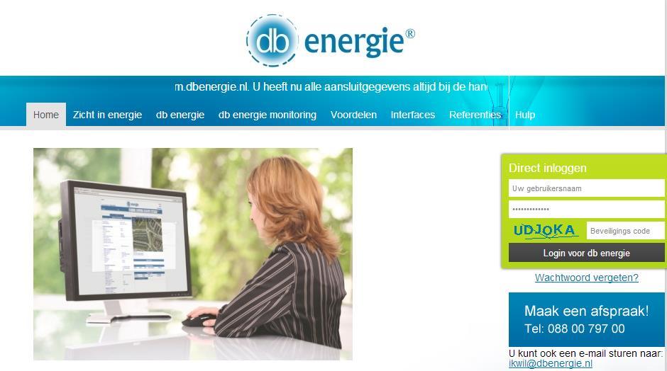 Inloggen Om gebruik te maken van DBenergie kunt u inloggen op; www.dbenergie.