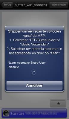 8 Scannen I. Tip Scannen vanaf (scannernaam)" aan. II. Tip "OK" aan wanneer het dialoogvenster "Stappen om te scannen via MFP:" wordt weergegeven.