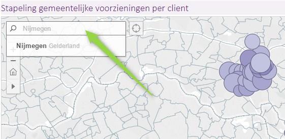 Selecties op kaart Op de sheets met kaarten zijn verschillende selecties mogelijk: Via het zoekvenster kan gezocht