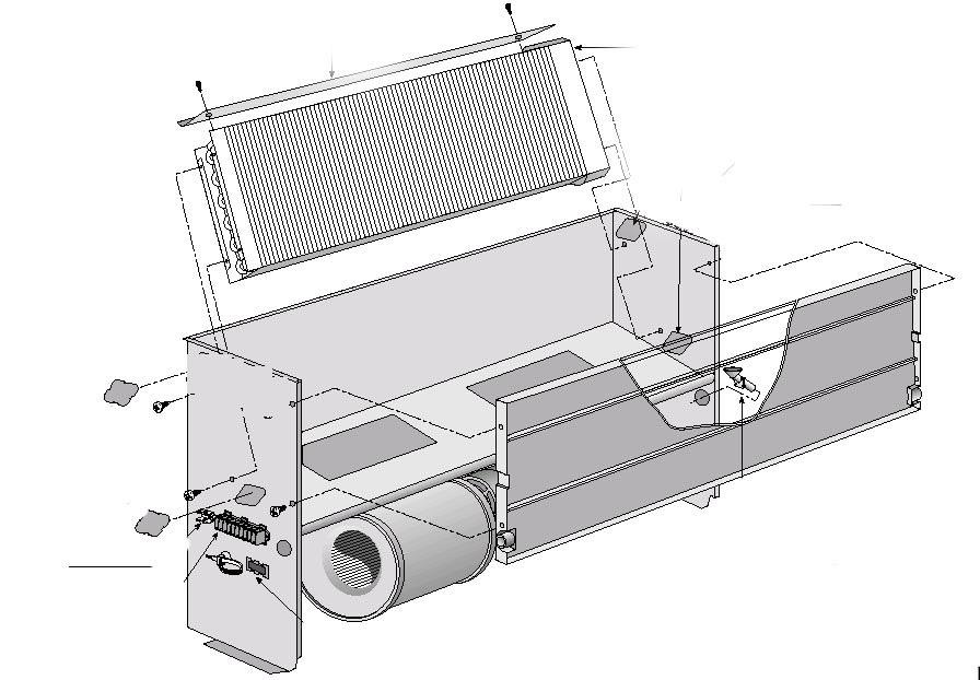 2 - KENMERKEN achterzijde van de unit Door het modulaire ontwerp van de Holland Conditioning fancoil unit kan deze worden toegepast voor het verwarmen of koelen van middelgrote ruimten.