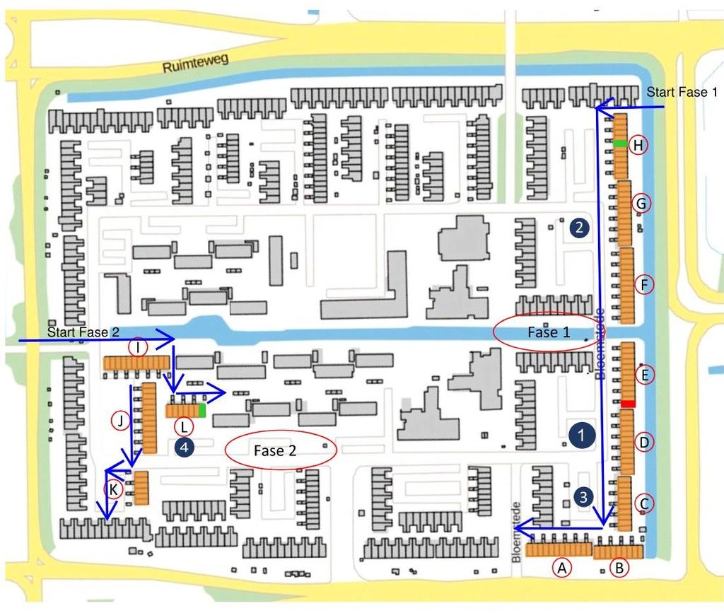 Routing en bouwplaats Op