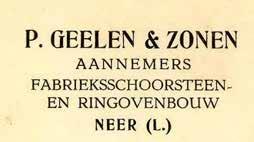 18 Biografie P.J. (Sjang) Geelen (1895-1964) Briefhoofd P. Geelen & Zonen 1929. en de bouw van fabrieksschoorstenen. In beide laatstgenoemde bouwsegmenten ontwikkelde zich een sterk groeiende markt.