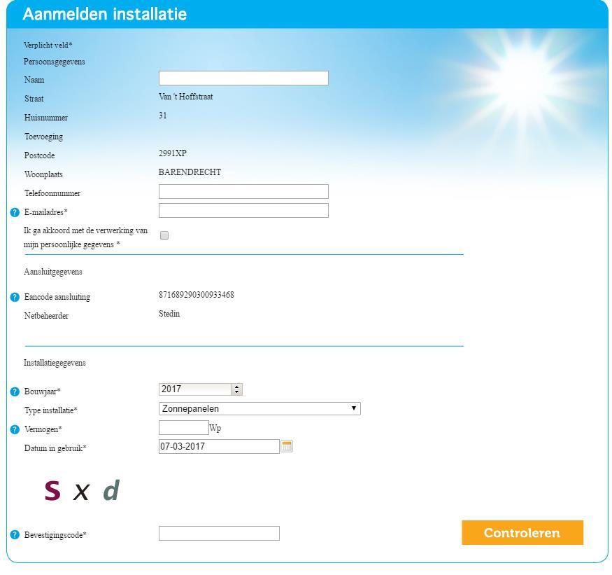 Stap 4 U ziet nu uw adres en EAN-code van uw elektriciteit, klik op de button selecteer.