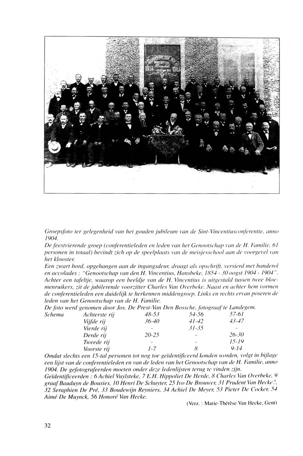 GroepsFoto ter gelegenheid van het goudeli jllhilelllll \'all de Sillt- VillcelltillscolI/áclltie, (/11110 1904, De feestvierende groep (collferelltieledell ell IedelI \'(111 het Gellootsch(lp \