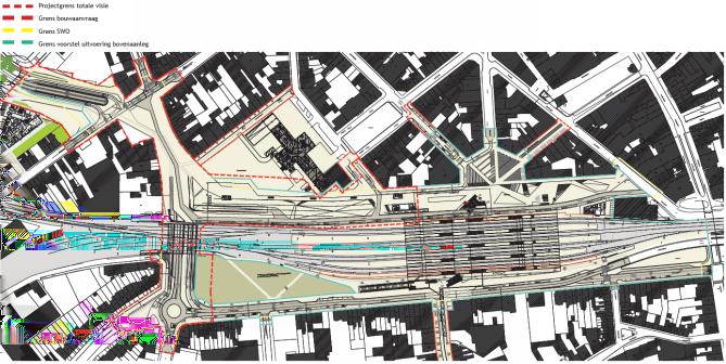 Pagina 30 van 473 BE01140003350120 Figuur 3 Projectgrenzen Masterplan en grens bouwaanvraag stationsomgeving(bron: Projectnota Mobiliteit - Masterplan vernieuwing stationsomgeving Kortrijk,