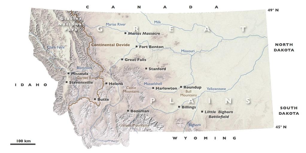 1 / 6 MONTANA De staat Montana met de klemtoon op de tweede lettergreep, als een zweepslag bijna, Mon-Tánna is de 41 ste staat van de Verenigde Staten. Sinds 1889 er woonden toen ongeveer 100.