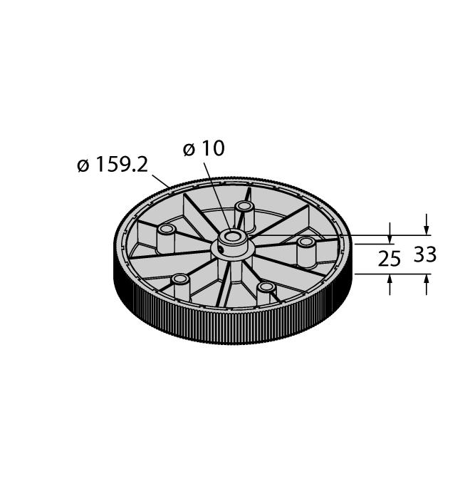 RMW-6 1544648 meetwiel uit aluminium Hytrel (glad) voor encoder; omvang 0,5 m, breedte 25 mm; temp.