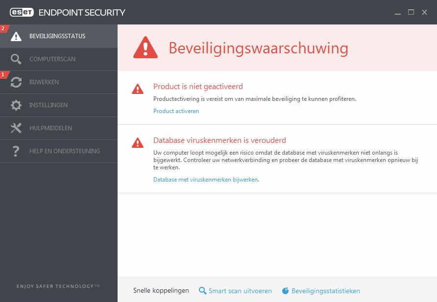 Na de installatie moet Eset worden geactiveerd.