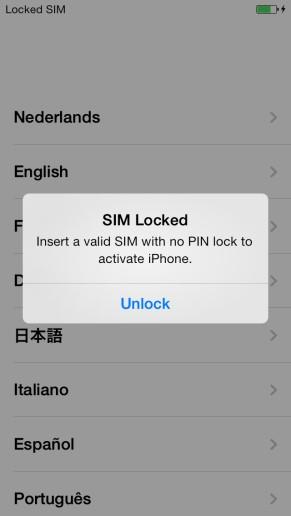 Sim Lock Klik op Unlock en voer de pincode in, de