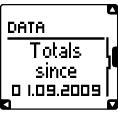 Totalen Kies MENU > Data (Gegevens) > Totals since xx.xx.xxxx (Totalen sinds) om uw trainingstotalen te bekijken. DATA (Gegevens) Totalen sinds 01.09.