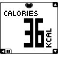 CALORIES (Calorieën) Het aantal tijdens de trainingssessie verbruikte calorieën DURATION (Duur) De duur van uw trainingssessie TIME OF DAY (Tijd) Tijd Fitness(Conditieverbetering) (hartsymbool rechts