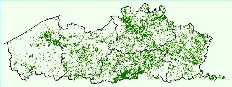 Ruimtelijk gestructureerde populaties Ruimtelijk gestructureerde populaties Onder natuurlijke omstandigheden komen soorten voor als sets van afzonderlijke, ruimtelijk gescheiden deelpopulaties.