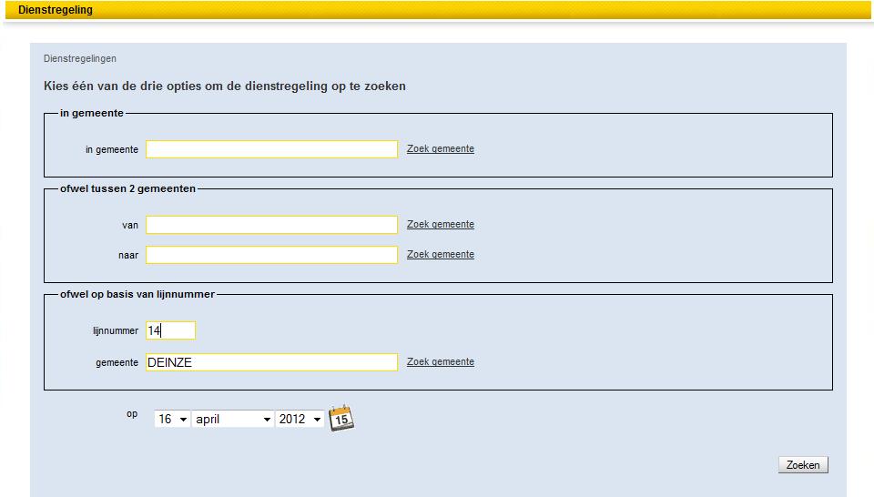 3.6. Handleiding routeplanner De Lijn De dienstregelingen die we hierbij weergeven, worden regelmatig aangepast.