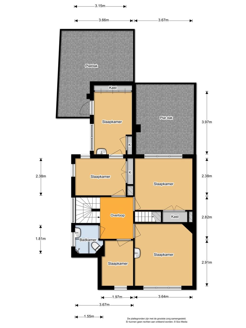 PLATTEGROND De plattegrond is niet op schaal en is bedoeld een indicatie te geven van