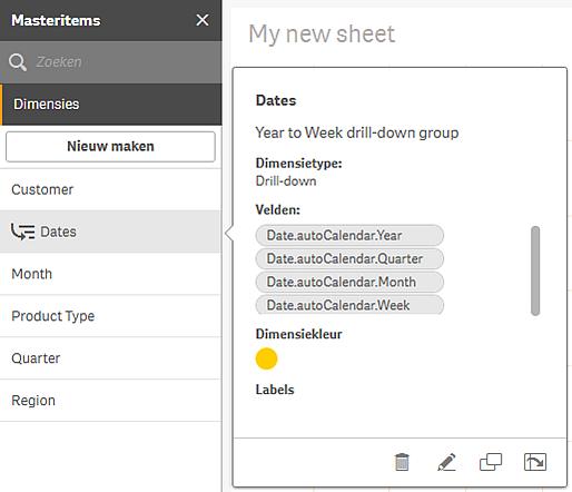 7 Werken met masteritems 3. Typ een naam voor de dimensie. 4. Typ een beschrijving voor de dimensie (optioneel). 5.