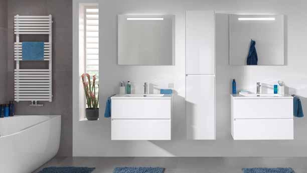 Edge meubelen kunnen gecombineerd worden met uiteenlopende wastafels en spiegels. La collection EDGE, c est un look moderne, intemporel, et des matériaux de qualité.