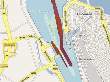 Kanaal Gent-Terneuzen Het kanaal dient verruimt te worden, dit houdt in dat: 1. Het kanaal wordt verdiept tot 16 m over de gehele lengte; 2. Verbreding van het kanaal in België tot 180 m; 3.