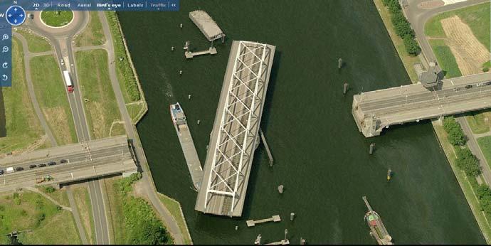 Figuur 2-3: brug bij Sluiskil (bron: maps.live) 2.4.2 Brug Sas van Gent De brug bij Sas van Gent is eveneens een draaibrug en is belangrijk voor het lokale verkeer.