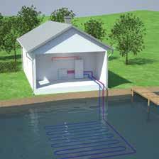 Kenmerken: Lage installatiekost Goed jaarrendement Grote vijver nodig op eigendom bouwheer Buitenlucht als energiebron Met een warmtepomp op lucht zijn geen boringen of afgravingen nodig.