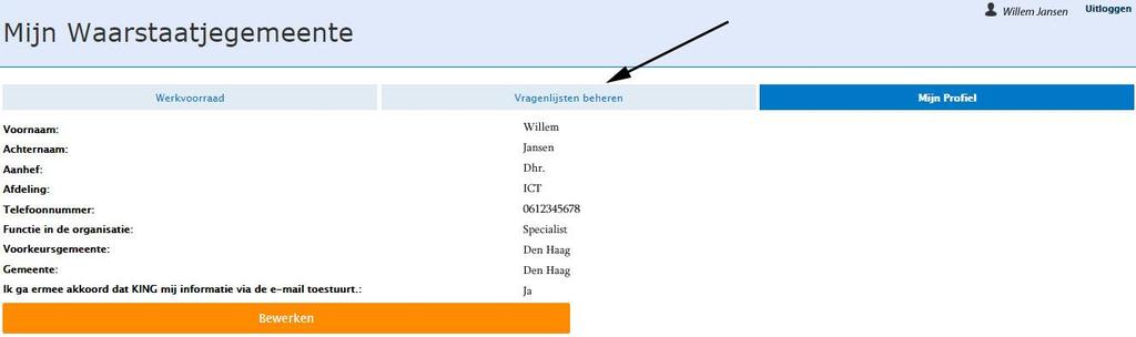 2. Selecteren vragenlijst(en) (Specialist) Als u zich heeft aangemeld als specialist, specialist publish of specialist plus kunt u onderstaande stappen doorlopen.