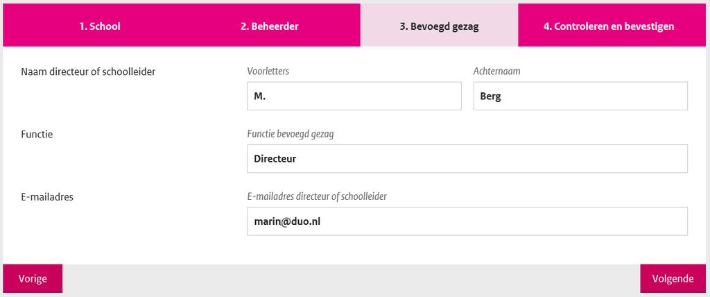 Klik vervolgens op Volgende. Afbeelding 2.4, Scherm 3 van het aanmeldformulier.