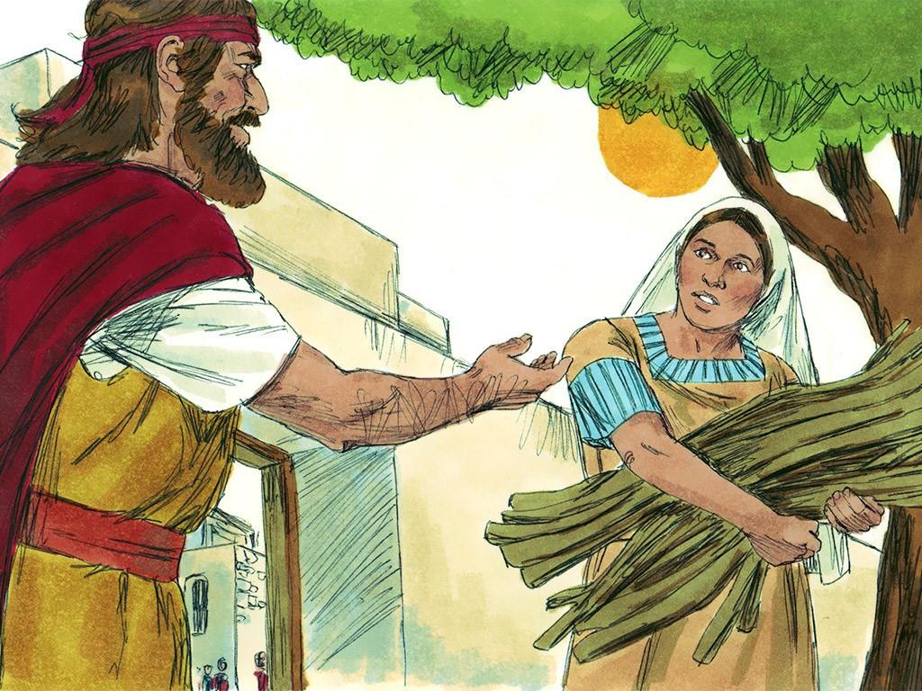 Toen Elia bij de ingang van de stad kwam wat zag hij en wat vroeg Elia aan haar? 1 Koningen 17:10 10 Vervolgens stond hij op en ging naar Zarfath.