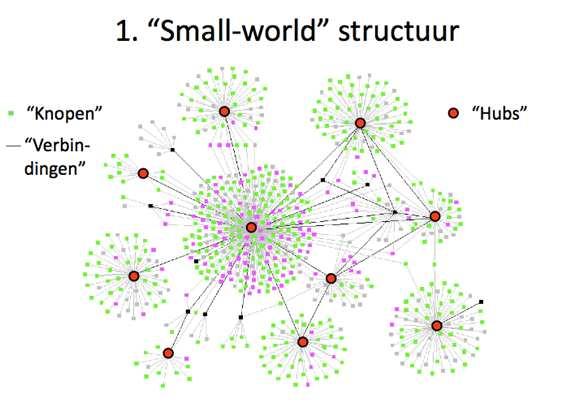world Hubs zijn centraal in netwerken. Bijv 5.