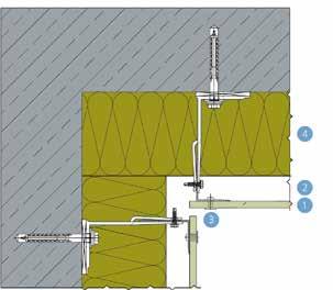 Mechanische bevestiging op aluminium, buitenhoek Detail 2-201B 1 ROCKPANEL 8 mm 2 Ventilatieruimte 3 Popnagels volgens specificatie (pag.