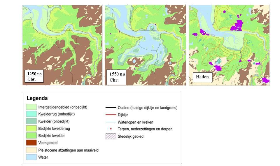 De belangrijkste morfologische veranderingen na de laatste grote inbraken, zijn: Sinds de middeleeuwen: geleidelijke inpoldering van overstromingsvlaktes.