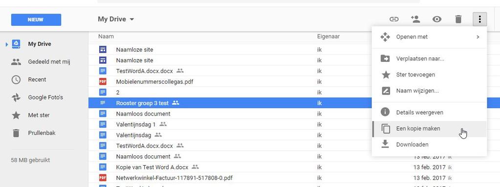 Kopie maken van een bestand in Google Drive 1. 2. 3. 4.