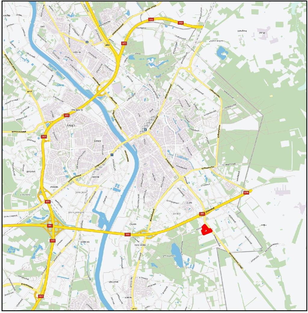 Afbeelding 2: Ligging van het plangebied (rood omkaderd) in Venlo,