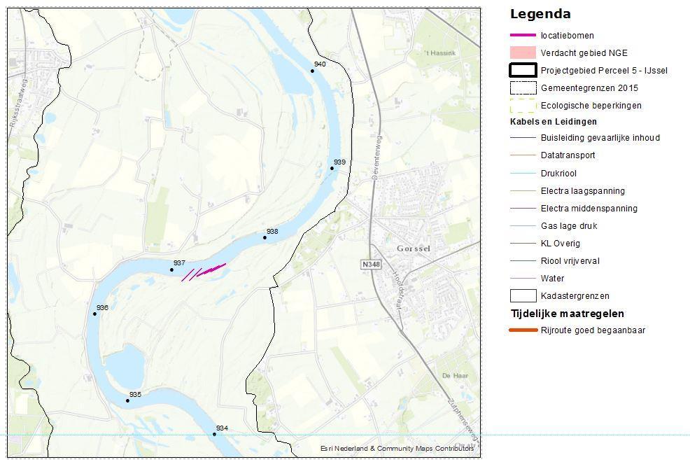 4.4 locatie 2c eigenaren ligging Werkzaamheden De Staat (Fin, RVOB) Op de rechteroever in of nabij Ravenswaarden Plaatsen van 5 bomen in water Het betreft hier een aantal kribvakken langs de