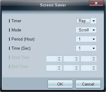 Screen Saver Deze functie voorkomt scherminbranding wanneer er gedurende een langere periode een statisch beeld op het scherm wordt weergegeven. Timer: U kunt de timer instellen voor Screen Saver.
