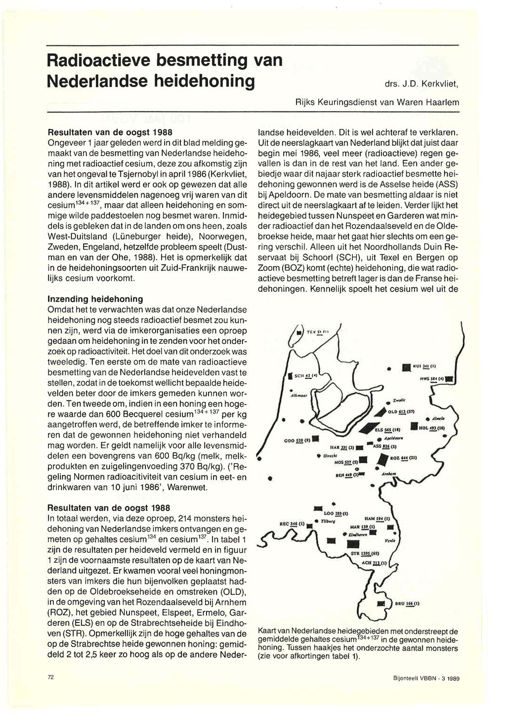 Radioactieve besmetting van Nederlandse heidehoning drs. J.D.