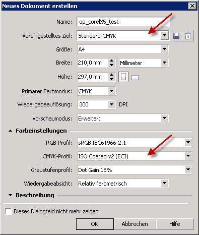 In dit menu heeft u ook de mogelijkheid het CMYK-profiel afwijkend van de standaardinstelling uitsluitend